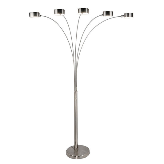 Lampadaire arqué en acier brossé Charlie de Strick & Bolton à 5 lumières