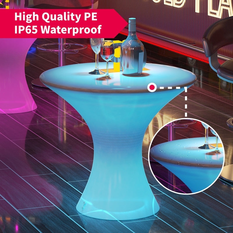 Table de cocktail Mixoy à LED changeantes, table à vin rechargeable et sans fil, meuble d'ambiance pour patio, piscine et pub