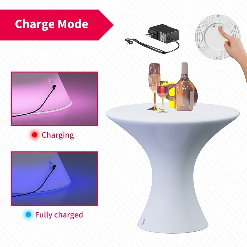 Table de cocktail Mixoy à LED changeantes, table à vin rechargeable et sans fil, meuble d'ambiance pour patio, piscine et pub