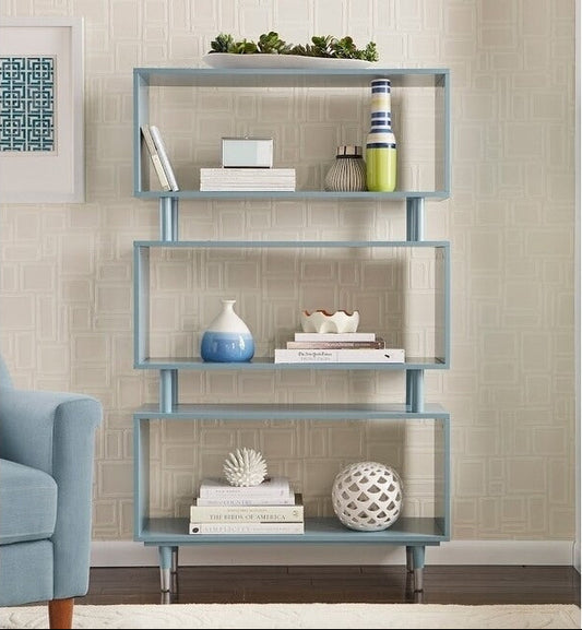 Bibliothèque à 3 niveaux Margo de Simple Living, style milieu de siècle moderne - 59,5 x 36 x 11,8 po
