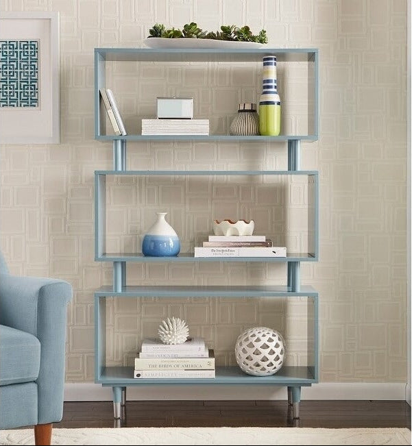 Bibliothèque à 3 niveaux Margo de Simple Living, style milieu de siècle moderne - 59,5 x 36 x 11,8 po